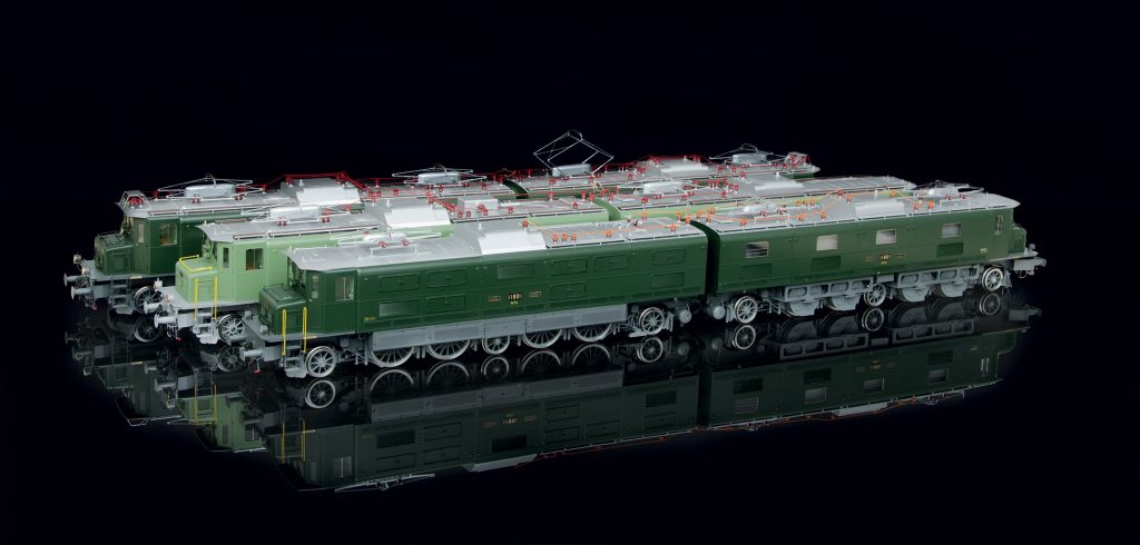 CarloFilippoFollis.name – Ae 8/14 delle SBB-CFF-FFS in scala 1:32, realizzata da Proto Models in tre differenti livree che si riferiscono ai tre differenti momenti storici che visse il locomotore elettrico.